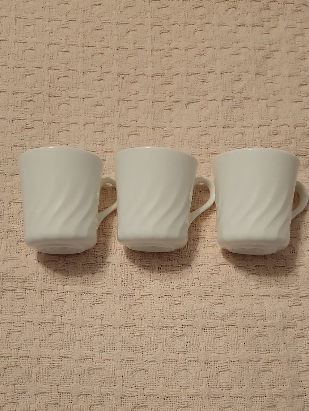 Corelle Cream Wave-Textured Mugs - Set of 3